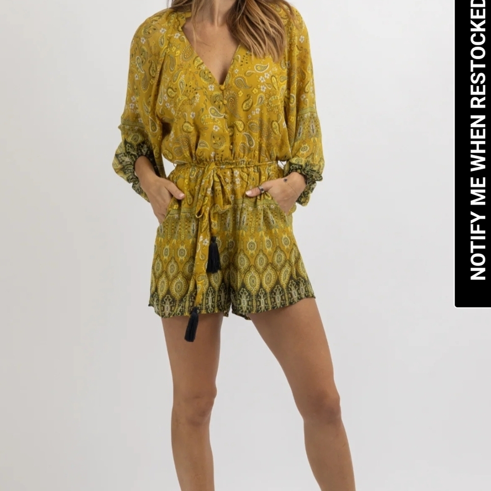 Dress Forum Mustard Floral Long Sleeve Romper - Picture 2 of 5